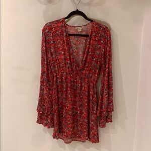 Billabong Red and Gray Midi Dress